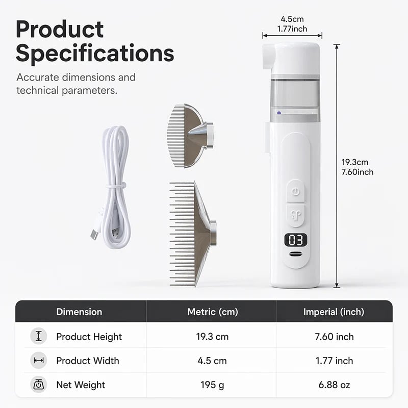 ⏰LIMITED TIME PRICE🔥Electric Pet Grooming Comb🐕Keep your furry friends away from mites, fleas and tangled fur!